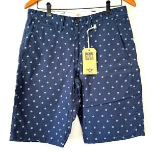 Dockers Navy Blue Patterned Shorts Pockets Size 30 100% Cotton 10.5" NEW NWT